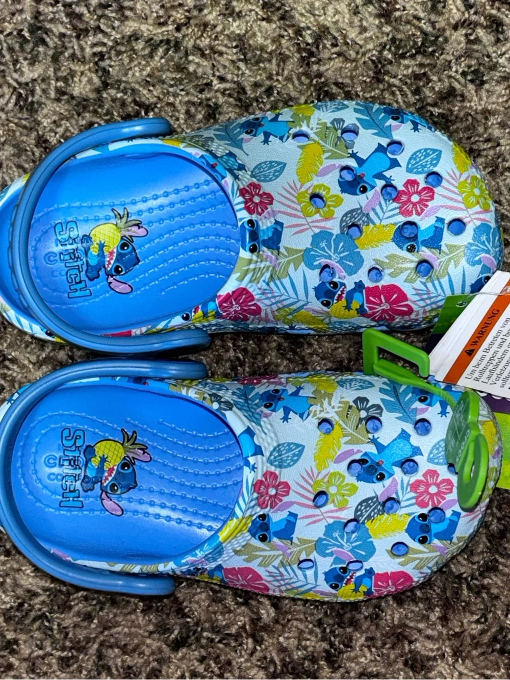Crocs Kids Classic Clog Disney Stitch Floral Print Blue Size C9 209471-4TB
